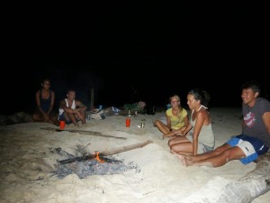 sailing remote islands beach bonfire